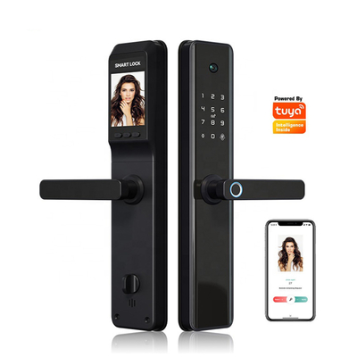 Cerradura de puerta inalámbrica inteligente de huellas dactilares para hoteles y tarjetas/cerradura de puerta digital para hoteles con cámara Tuya Wifi o TTLock